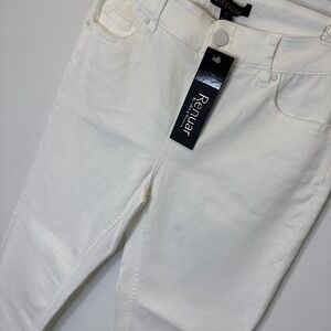 Renuar Boutique Women's White Jeans Bootleg‎ Fringe Cropped NWT MSRP $103